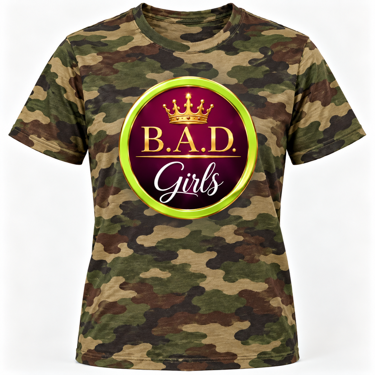 B.A.D. Girls T-shirt in woodland camouflage